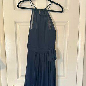 Elegant Navy Floor-length Gown by After Six (Size 6)